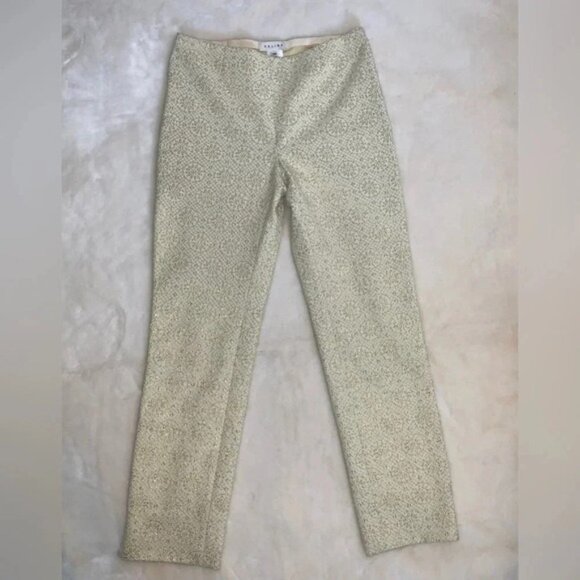 CELINE Women's Pants Gold Metallic Embossed High Waist Straight Leg Trouser 6 - Picture 3 of 16